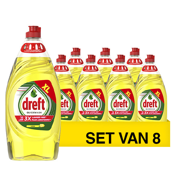 Aanbieding: Dreft Quickwash Afwasmiddel Lemon (8 stuks à 820 ml) SDR09180 - 1
