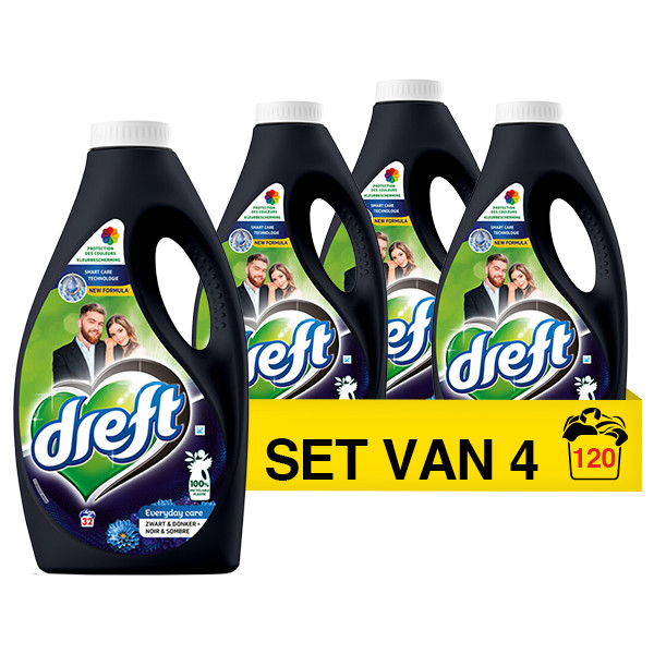 Aanbieding: Dreft Vloeibaar Wasmiddel Donker & Zwart 1,6 liter (4 flessen - 128 wasbeurten) SDR06414 - 1