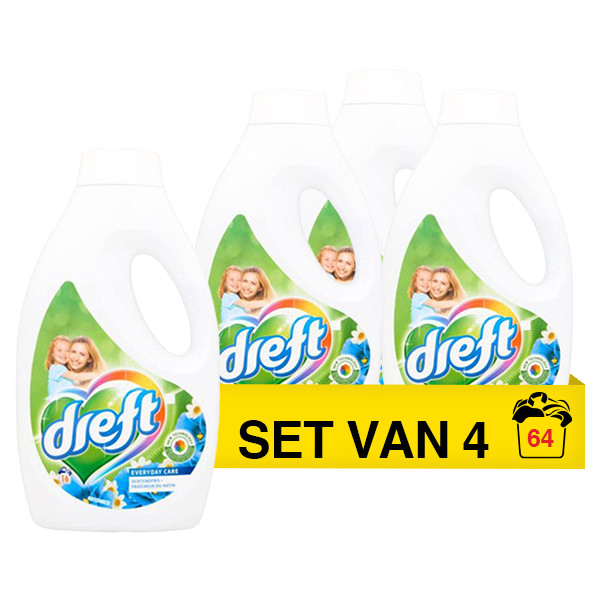 Aanbieding: Dreft vloeibaar wasmiddel Everyday Care Ochtendfris (4 flessen - 64 Dreft 123schoon.nl