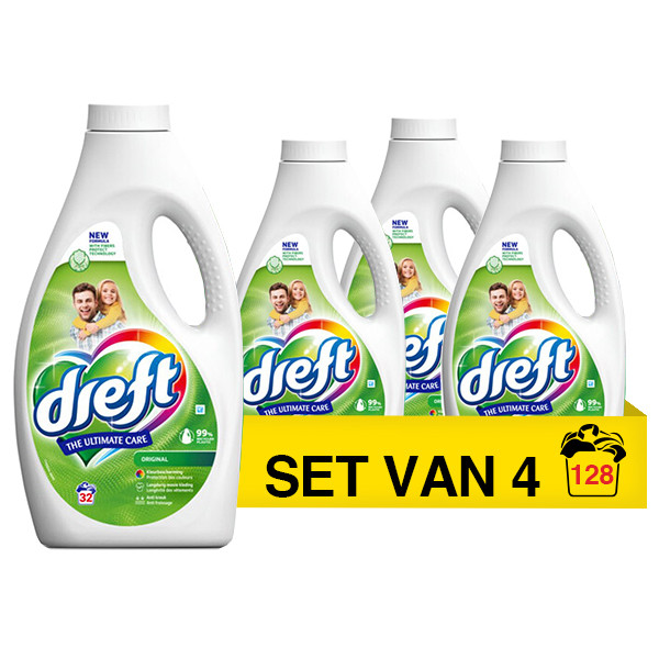 Aanbieding: Dreft vloeibaar wasmiddel Ultimate Care 1,4 liter (4 flessen – 128 wasbeurten) SDR07237 - 1