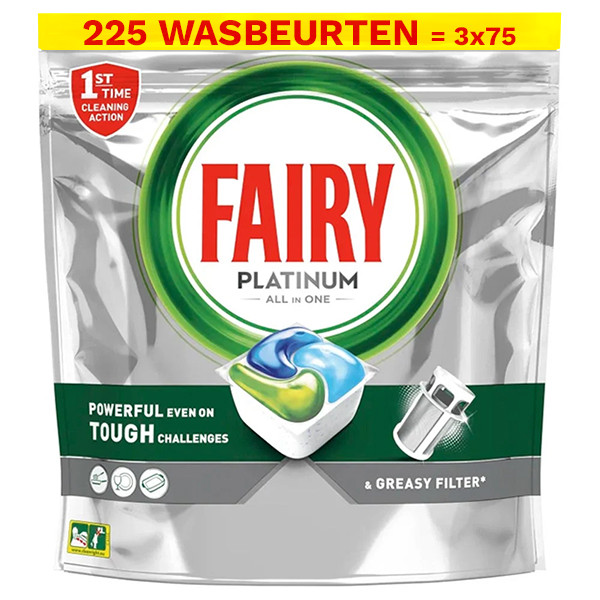 Dreft Aanbieding: Fairy All-in-One Platinum vaatwastabletten regular (3 zakken - 225 vaatwasbeurten)  SDR06229 - 1