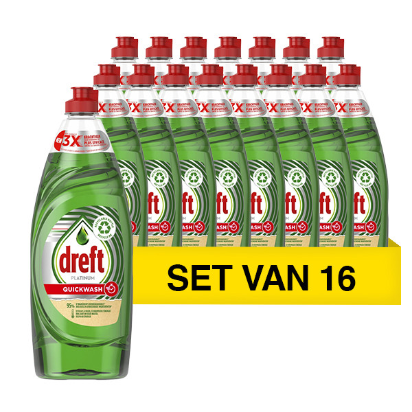 Dreft Aanbieding : Dreft Platinum Quickwash Afwasmiddel Original (16 flessen - 625 ml)  SDR06372 - 1