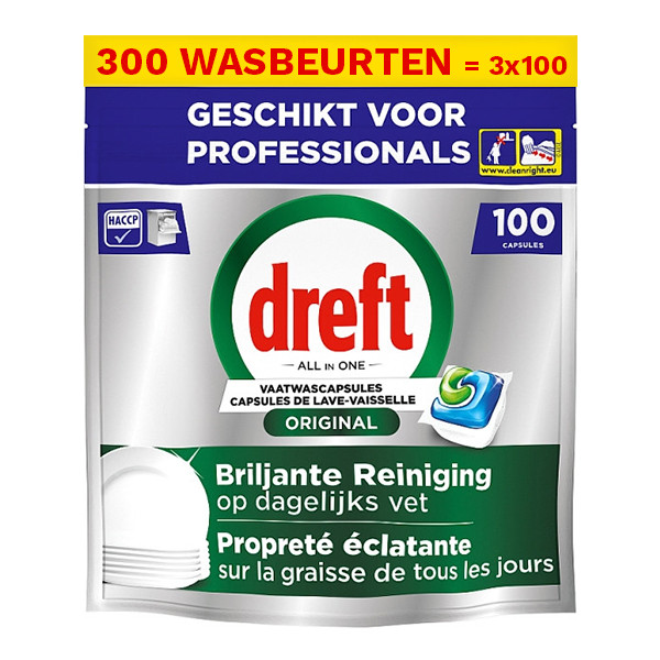 Aanbieding: Dreft Professional All-in-One Original Vaatwastabletten (3 zakken - 300 vaatwasbeurten) SDR08726 - 1