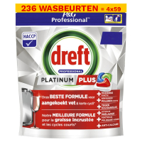 Dreft Professional Aanbieding: Dreft Professional All-in-One Platinum+ Vaatwastabletten Regular (4 zakken - 236 vaatwasbeurten)  SDR06225