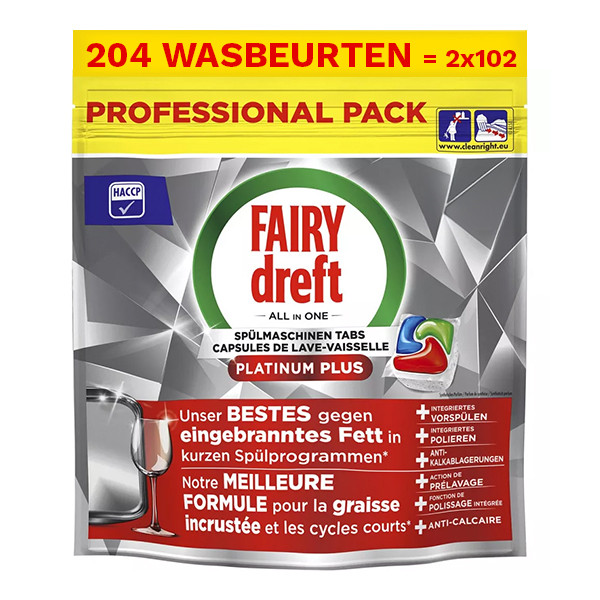 Aanbieding: Dreft Professional All-in-One Platinum Plus Vaatwastabletten (2 zakken - 204 vaatwastabletten) SDR08738 - 1