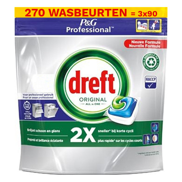 Dreft Professional Aanbieding: Dreft Professional All-in-One Vaatwastabletten Regular (3 zakken - 270 vaatwasbeurten)  SDR06140 - 1