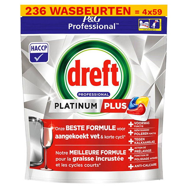 Dreft Professional Aanbieding  Dreft Professional Platinum Plus Lemon (4 zakken - 236 vaatwasbeurten)  SDR06227 - 1