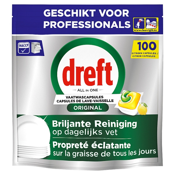 Dreft Professional All-in-One Original Lemon Vaatwastabletten (100 vaatwasbeurten) SDR08727 - 1