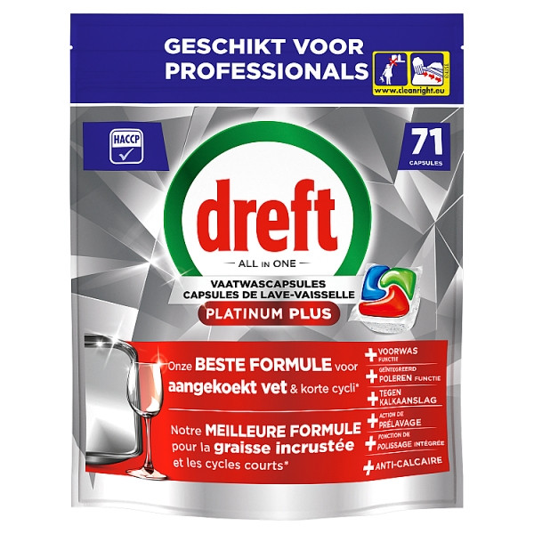 Dreft Professional All-in-One Platinum Plus Vaatwastabletten Regular (71 vaatwasbeurten) SDR08733 - 1