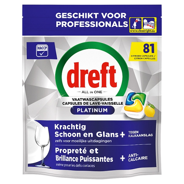 Dreft Professional All-in-One Platinum Vaatwastabletten Citroen (81 vaatwasbeurten) SDR08731 - 1