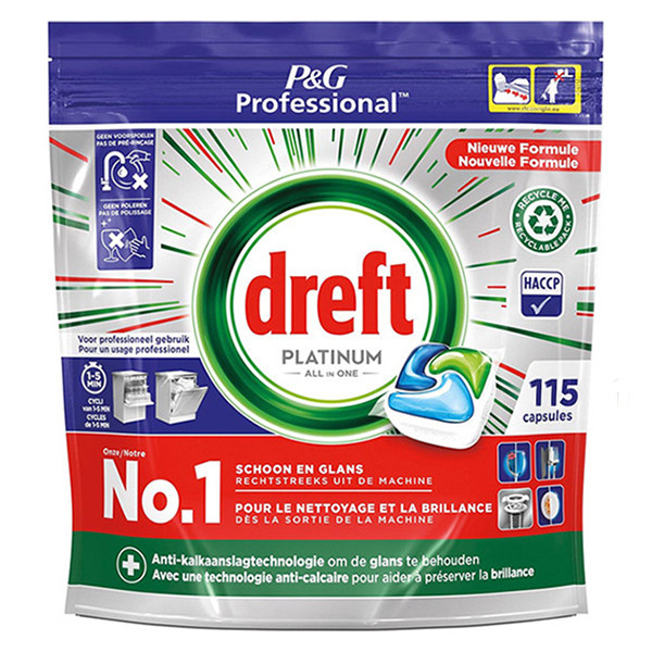 Dreft Professional All-in-One Platinum vaatwastabletten Regular (115 vaatwasbeurten)  SDR06319 - 1