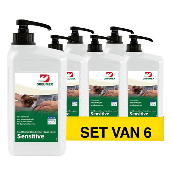 Aanbieding: Dreumex Sensitive handreiniger met pomp (6 stuks à 1 liter) SDR07542 - 1