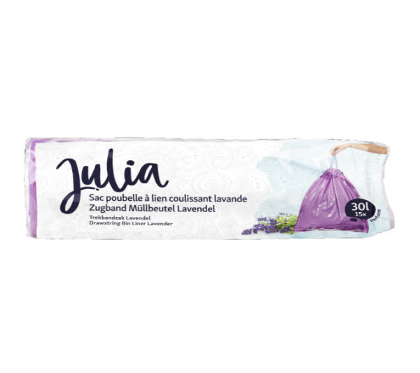 Dumil Julia geparfumeerde afvalzak | 30 liter | 15zakken | lavendel | met trekband  SDU00022 - 1