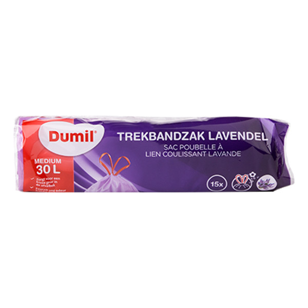 Dumil geparfumeerde afvalzak | 30 liter | 15zakken | lavendel | met trekband  SDU00022 - 1
