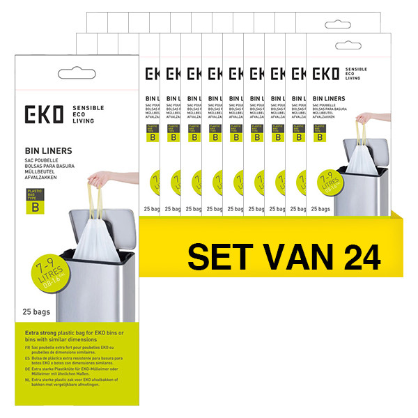 EKO Aanbieding: 24x EKO vuilniszakken met trekband 7-9 liter type B (25 zakken)  SEK00167 - 1