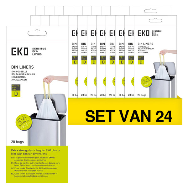 EKO Aanbieding: 24x EKO vuilniszakken met trekband type D 18-21 liter (20 zakken)  SEK00169 - 1