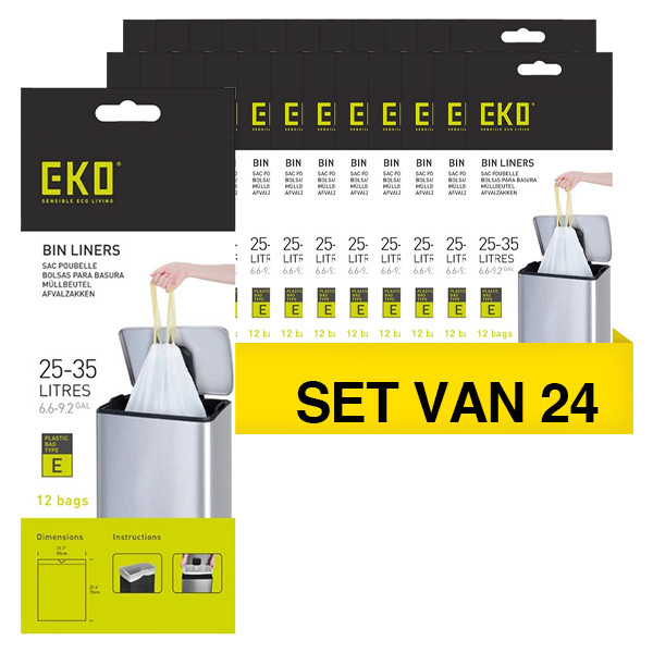 EKO Aanbieding: 24x EKO vuilniszakken met trekband type E 25-35 liter (12 zakken)  SEK00170 - 1