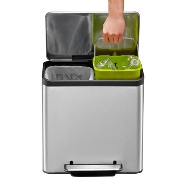 EKO EcoCasa duo pedaalemmer (2 x 15 liter, mat RVS) SEK00070 - 9