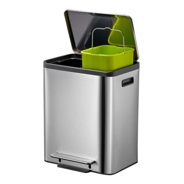 EKO EcoCasa duo pedaalemmer (2 x 15 liter, mat RVS) SEK00070 - 2