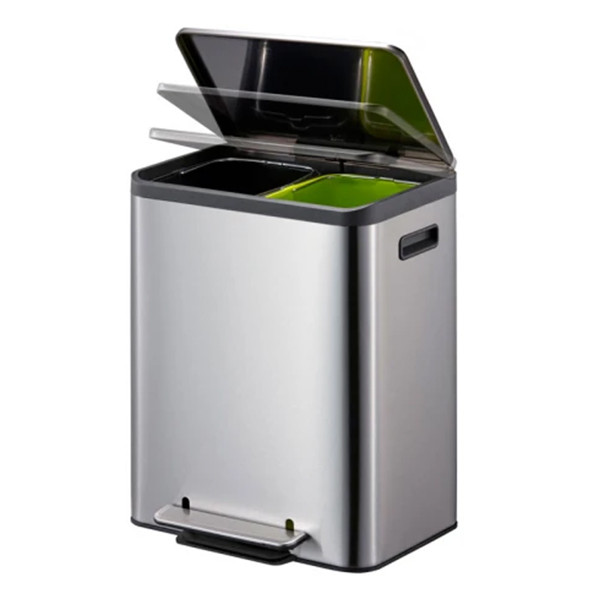 EKO EcoCasa duo pedaalemmer (2 x 15 liter, mat RVS) SEK00070 - 3