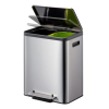 EKO EcoCasa duo pedaalemmer (2 x 15 liter, mat RVS) SEK00070 - 3