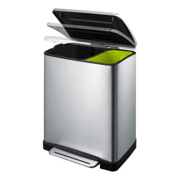 EKO Recycle E-Cube duo pedaalemmer (10 + 9 liter, mat RVS) SEK00040 - 1