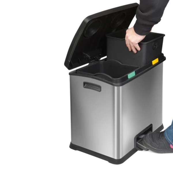 EKO Recycle Rejoice duo pedaalemmer (2 x 12 liter, mat RVS) SEK00031 - 1
