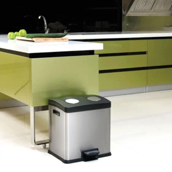 EKO Recycle Rejoice duo pedaalemmer (2 x 12 liter, mat RVS) SEK00031 - 6