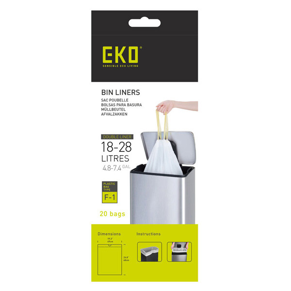 EKO Vuilniszakken met trekband 18-28 liter | EKO type F1 | 20 zakken | Wit  SEK00162 - 1
