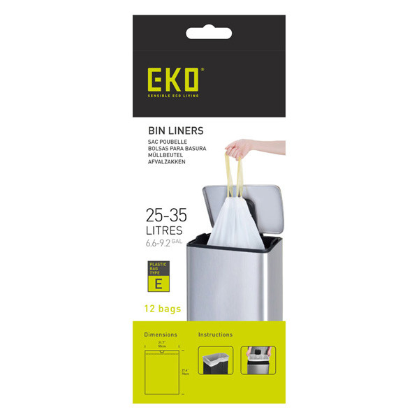 EKO Vuilniszakken met trekband 25-35 liter | EKO type E | 12 stuks | Wit  SEK00158 - 1
