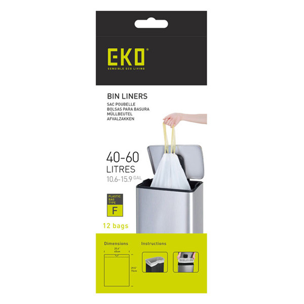 met trekband 40-60 liter | EKO type F | 12 stuks | Wit EKO 123schoon.nl