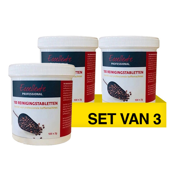 Aanbieding: Eccellente Professional reinigingstabletten voor koffiezetapparaten 2 gram (3 verpakkingen à 100 stuks) SEC02069 - 1