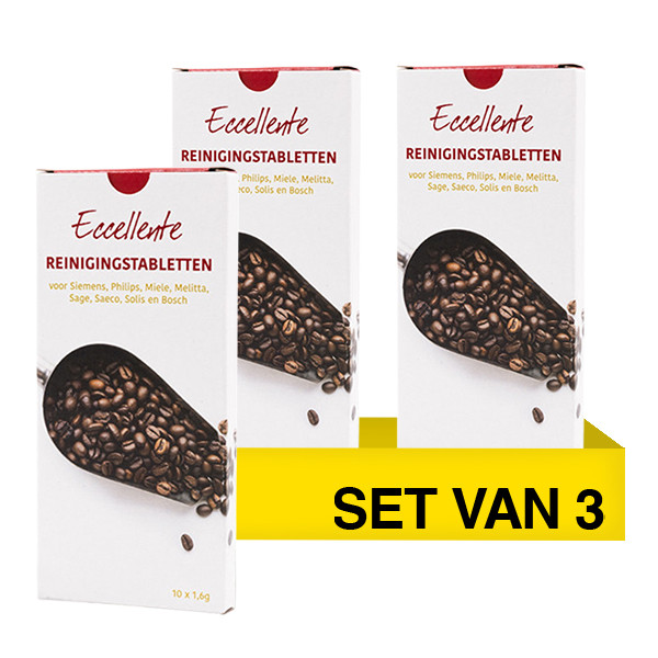 Aanbieding: Eccellente reinigingstabletten voor koffiezetapparaten (3 verpakkingen à 10 tabletten - 1,6 gram) SEC02101 - 1