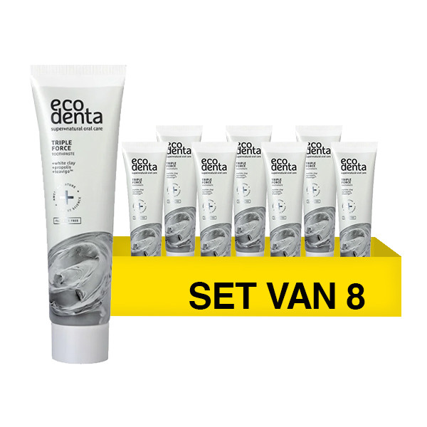 Ecodenta Aanbieding: Ecodenta Triple Force White Clay Tandpasta (8 stuks à 100 ml)  SEC00063 - 1