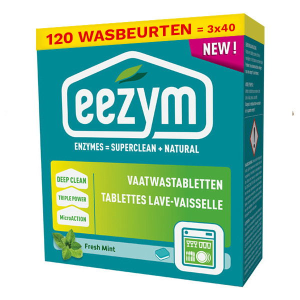 Aanbieding: 3x Eezym Vaatwastabletten Herbal Fresh (40 stuks) SEE00033 - 1