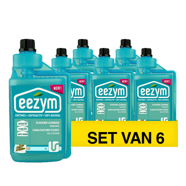Aanbieding: Eezym vloeiende leidingen badkamer ontstopper (6 stuks - 1 liter) SEE00041 - 1