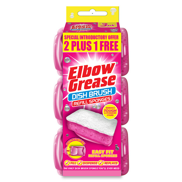 Elbow Grease Pink Dish Brush navulling (3 stuks)  SEL01043 - 1