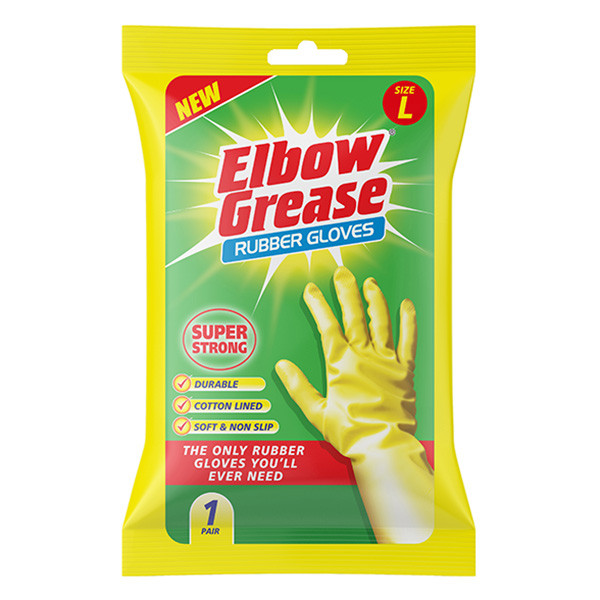 Elbow Grease Super Strong Gloves |  Rubber Huishoudhandschoenen | Geel | Large (1 paar)  SEL00214 - 1