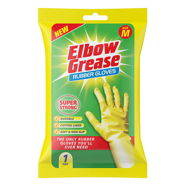 Elbow Grease Super Strong Gloves |  Rubber Huishoudhandschoenen | Geel | Medium (1 paar)  SEL00212 - 1