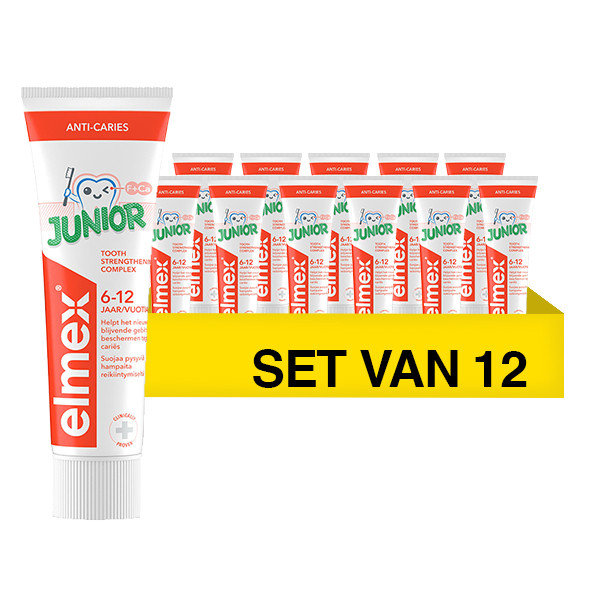 Elmex Aanbieding: Elmex Junior (5-12 jaar) Tandpasta (12 tubes - 75 ml)  SEL01092 - 1