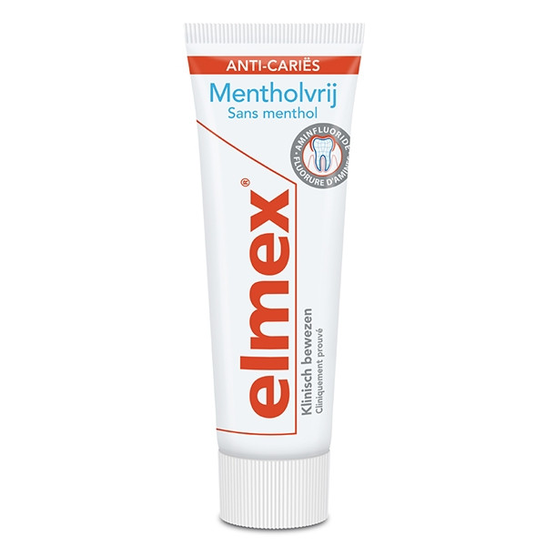 Purper vuist Smeren Elmex Mentholvrij tandpasta (75 ml) Elmex 123schoon.nl