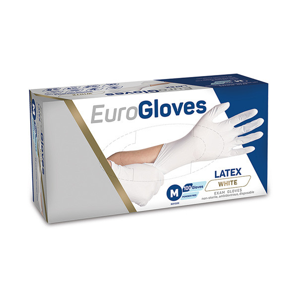 Eurogloves Latex handschoen maat M gepoederd (Eurogloves, wit, 100 stuks)  SME00042 - 1