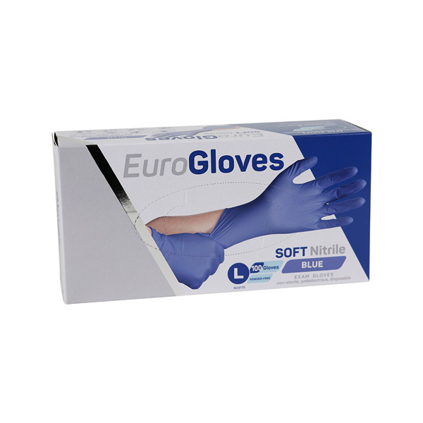 Eurogloves Soft-nitril handschoen maat L poedervrij (Eurogloves, blauw, 100 stuks)  SME00308 - 1