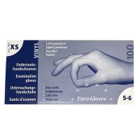Eurogloves Vinyl handschoen maat XS gepoederd (Eurogloves, wit, 100 stuks)  SME00105