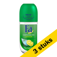 Fa Aanbieding: 3x Fa deoroller Caribbean Lemon (50 ml)  SFA05153