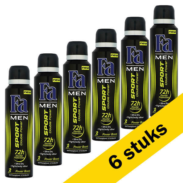 Fa Aanbieding: 6x Fa deodorant spray Double Power Boost for Men (150 ml)  SFA06004 - 1
