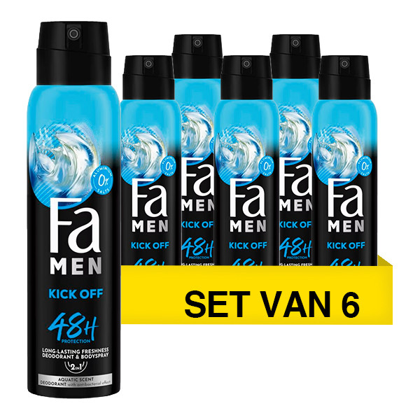 Aanbieding: 6x Fa deodorant spray Kick-Off for Men (150 ml) SFA06003 - 1