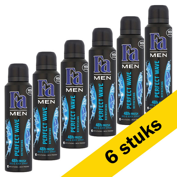Fa Aanbieding: 6x Fa deodorant spray Perfect Wave for Men (150 ml)  SFA06003 - 1