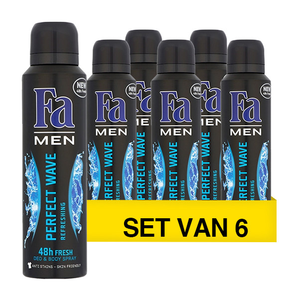 Fa Aanbieding: 6x Fa deodorant spray Perfect Wave for Men (150 ml)  SFA06003 - 1
