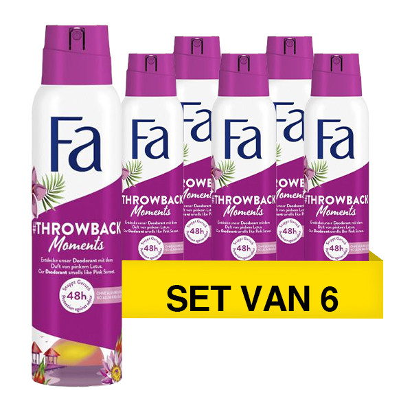 Aanbieding: Fa Deodorant Spray Throwback Moments Pink Sunset (6 flessen - 150 ml) SFA06203 - 1
